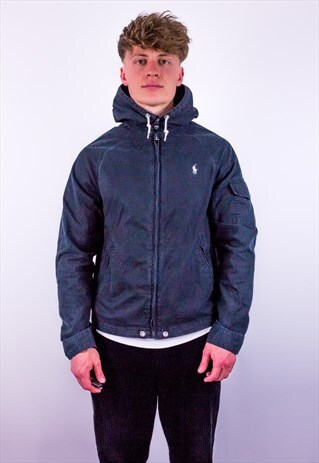 VINTAGE RALPH LAUREN HOODED JACKET IN BLACK