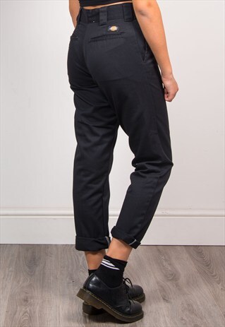VINTAGE 90'S DICKIES SLIM FIT TAPERED BLACK TROUSERS