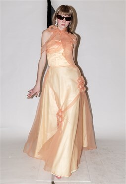 Vintage Y2K iconic prom princess gown in orange tones