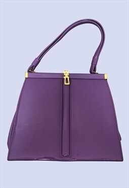 Vintage 60s Style Purple Patent Boxy Small Grab Bag
