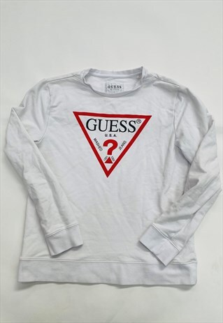 VINTAGE 90S GUESS BIG LOGO WHITE SWEATSHIRT