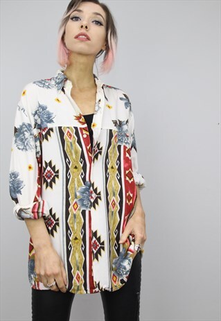 VINTAGE 80S/90S OVERSIZED PATTERNED SHIRT