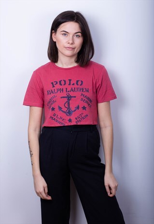 RALPH LAUREN ANCHOR CROP TEE
