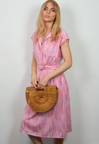 VINTAGE 70S PASTEL PINK MIDI DRESS