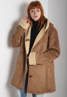 Vintage 90's Faux Suede Sherpa Lined Jacket Brown