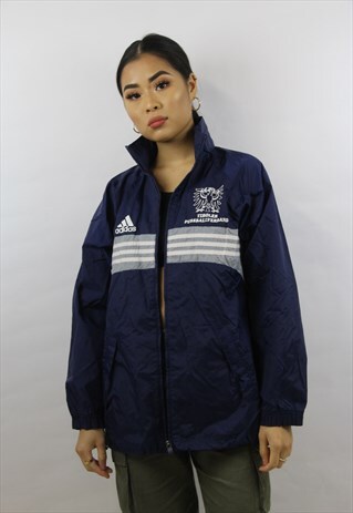 VINTAGE 90'S ADIDAS NAVY FOOTBALL JACKET