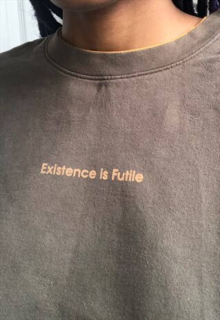 KHAKI EXISTENCE IS FUTILE UPCYCLED LONG SLEEVE TEE