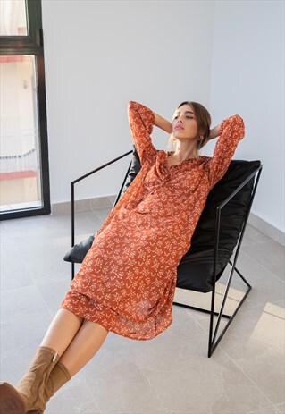 PRINTED MIDI DRESS