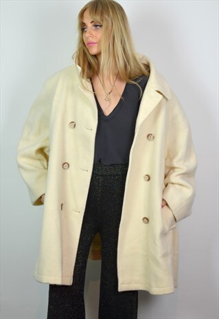 VINTAGE 90S OVERSIZED CREAM WOOL COAT