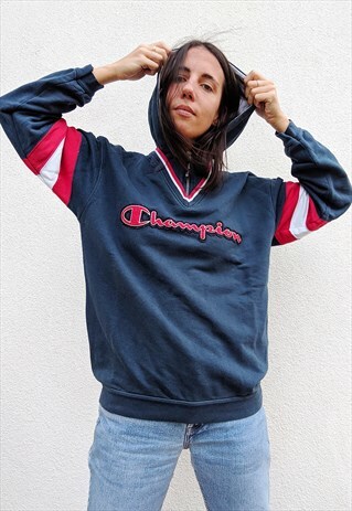 VINTAGE 90'S CHAMPION 1/4 ZIP HOODIE SWEATSHIRT