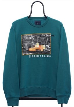 Retro Urban Survival Graphic Blue Sweatshirt Mens