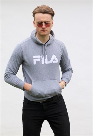 FILA USA ASH GREY VINTAGE HOODED SWEATSHIRT