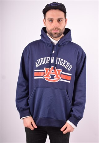 USA MENS VINTAGE HOODIE JUMPER LARGE BLUE 90'S