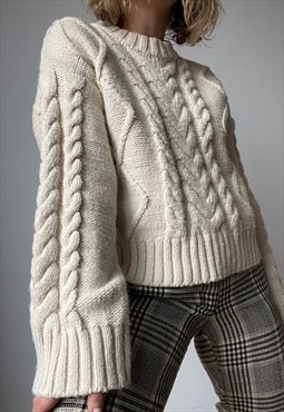 Vintage Ivory White Knitted Jumper