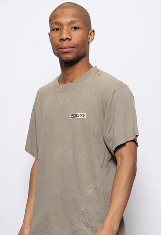 VINTAGE NIKE LOGO T-SHIRT SPELL OUT GREY