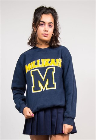 VINTAGE 90'S NAVY BLUE COLLEGE SWEATSHIRT SWEATER