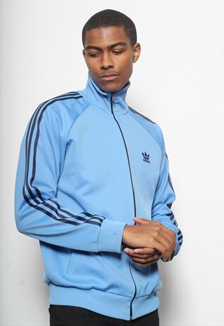 VINTAGE ADIDAS LOGO TRACK TOP JACKET BLUE