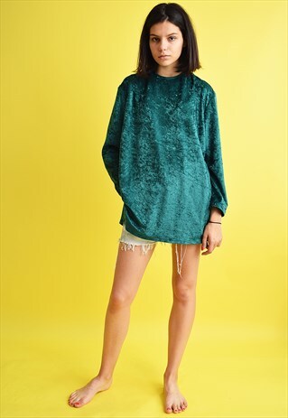 COOL 90'S RETRO MINIMALIST VELVET OVERSIZED SLOUCHY BLOUSE