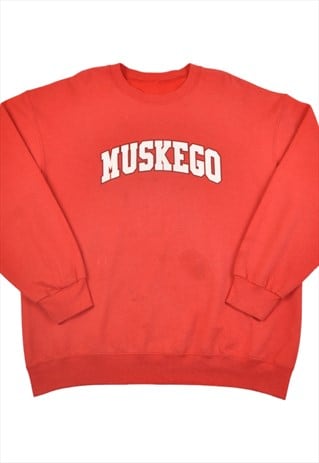 VINTAGE MUSKEGO CREW NECK SWEATSHIRT RED LARGE