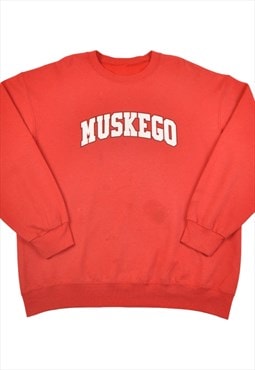 Vintage Muskego Crew Neck Sweatshirt Red Large
