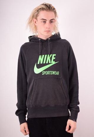 NIKE MENS VINTAGE HOODIE JUMPER SMALL BLACK 90S