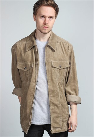 VINTAGE CORDUROY ZIP UP SHIRT