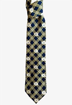 Vintage 80s Aquascutum Floral Print Yellow Striped Tie