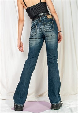 Vintage Flare Jeans Y2K Middle Rise Rave Denim Pants