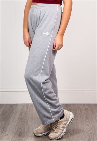 90'S PUMA LIGHT GREY TRACKSUIT BOTTOMS TROUSERS JOGGERS