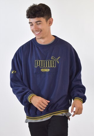 VINTAGE 90S BLUE PUMA CREW NECK SWEATSHIRT