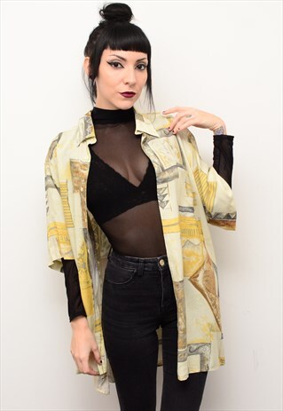 VINTAGE 90'S ABSTRACT CRAZY FUNKY PATTERNED OVERSIZED SHIRT