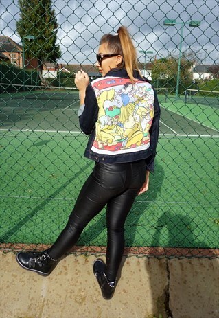 REWORKED DARK BLUE VINTAGE DISNEY SNOW WHITE DENIM JACKET