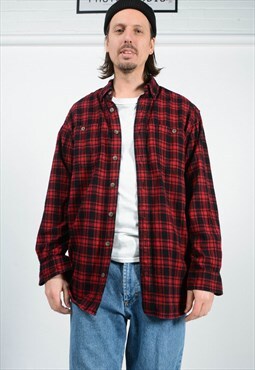 Vintage 90s Flannel Shirt Red Checked