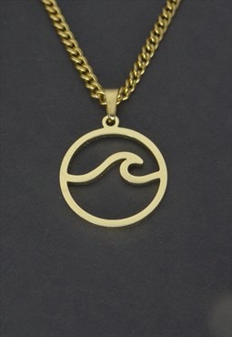 Wave Womens Necklace in gold curb chains mens necklaces