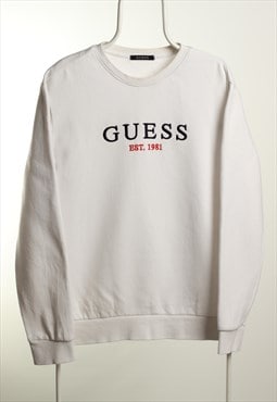 Vintage Guess Crewneck Script Sweatshirt White Size L