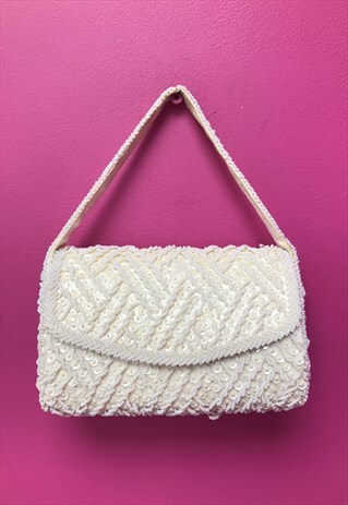GRAB BAG IVORY WHITE BEAD SEQUIN BOXY BRIDAL