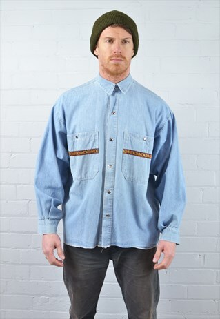 VINTAGE PATTERNED DENIM SHIRT