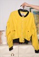 VINTAGE 80S THIN COTTON BOMBER JACKET WINDBREAKER YELLOW