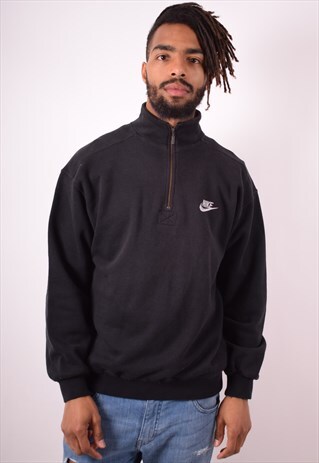 NIKE MENS VINTAGE SWEATSHIRT JUMPER MEDIUM BLACK 90S