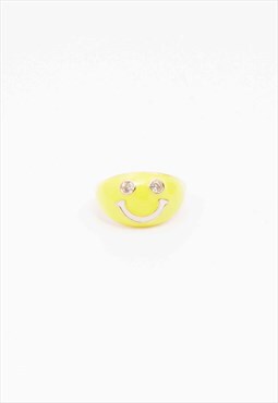 New Diamonte Yellow Smiley Adjustable Ring