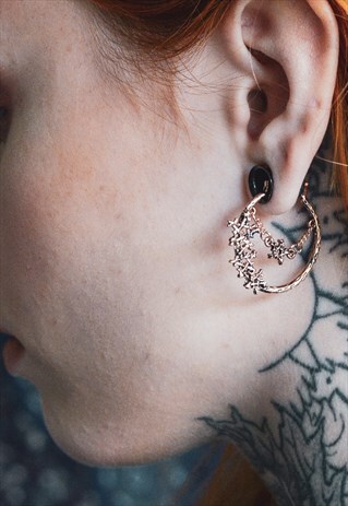 WILLOW MAGICK PENTAGRAM HOOP EARRINGS SILVER