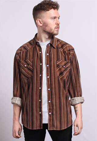 VINTAGE CORDUROY CORD STRIPED SHIRT