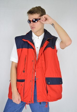 VINTAGE TWO COLOUR RAVE OVERSIZE CARGO GILET