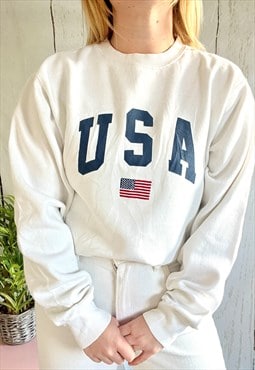 Vintage America USA Varsity Flag Y2K Sports Sweatshirt