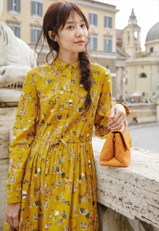 COTTON FLORAL DRESS MAXI DRESS