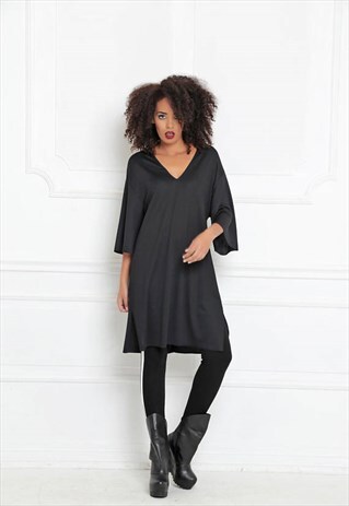 BLACK TUNIC DRESS/ WOMEN SHORT DRESS