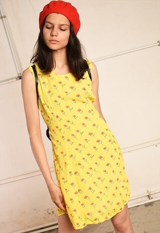 90'S RETRO FLORAL PARIS CHIC MINI DRESS