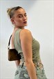 VINTAGE Y2K ONE SHOULDER KHAKI DRAGON TOP