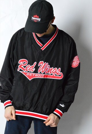 VINTAGE 90S BLACK PUMA NHL RED WINGS HOCKEY JACKET