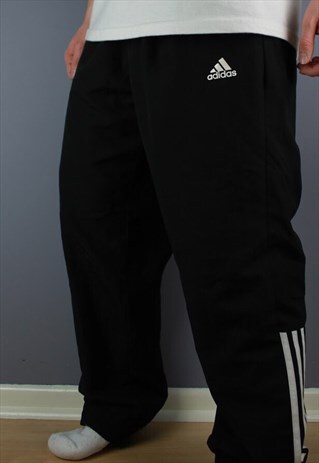 VINTAGE ADIDAS JOGGERS IN BLACK WITH PRINTED LOGOS